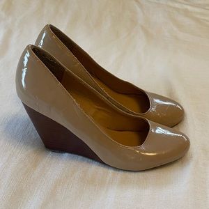 Tan wedge heels
